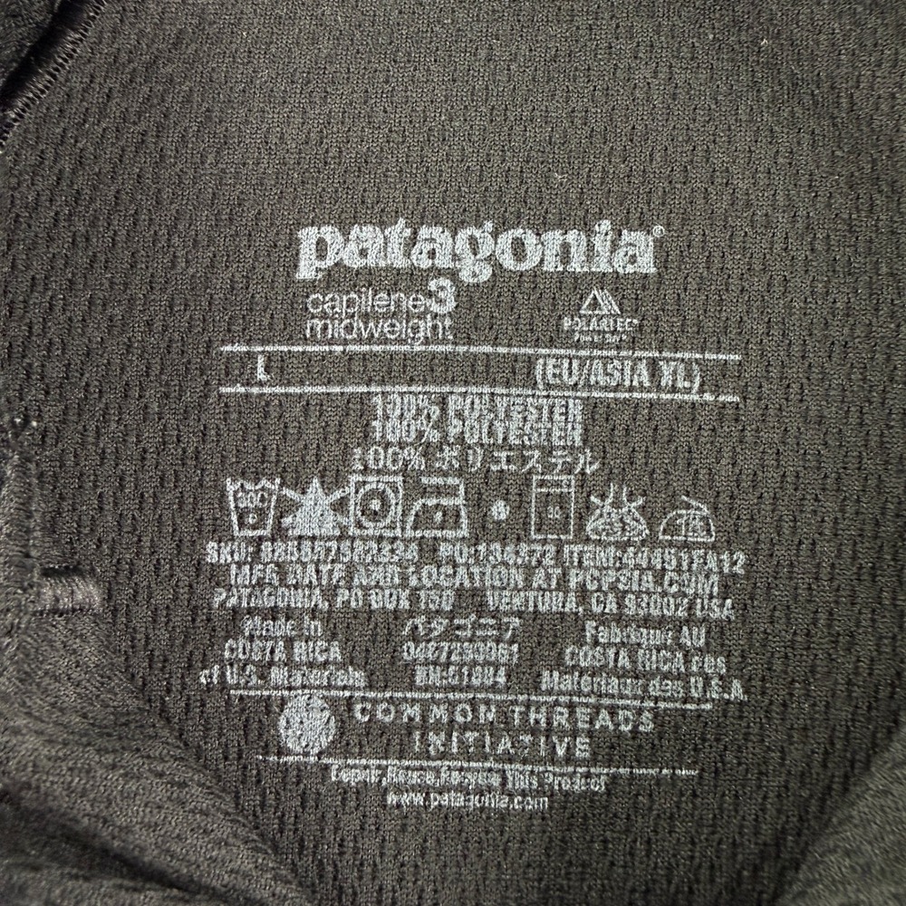 Patagonia Womens Baselayer Black L Capilene 3 Midweight Long Sleeve Top Outdoor - Picture 6 of 6